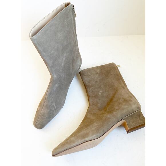 Ann Taylor Tapered Heel Suede Booties Pine Bark Color 10 - Picture 1 of 4